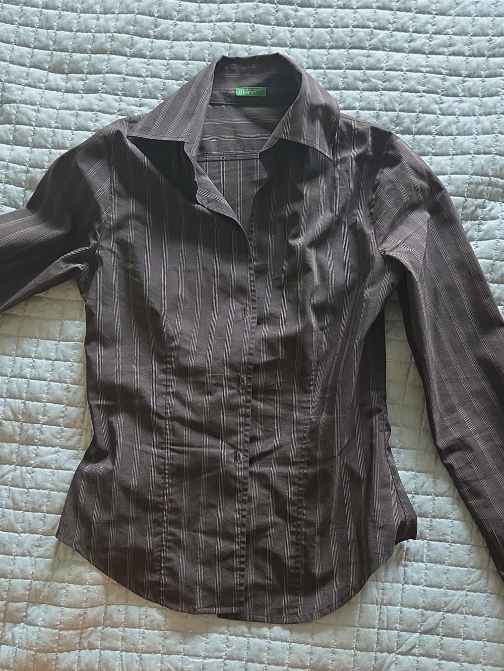 United Colors Of Benetton Dark Brown Pinstripe Button-Down Shirt